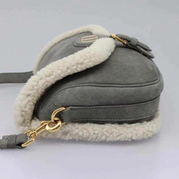 Christian Dior Shoulder Bag Suede Gray Gold Auth PP357AV - Picture 4 of 16